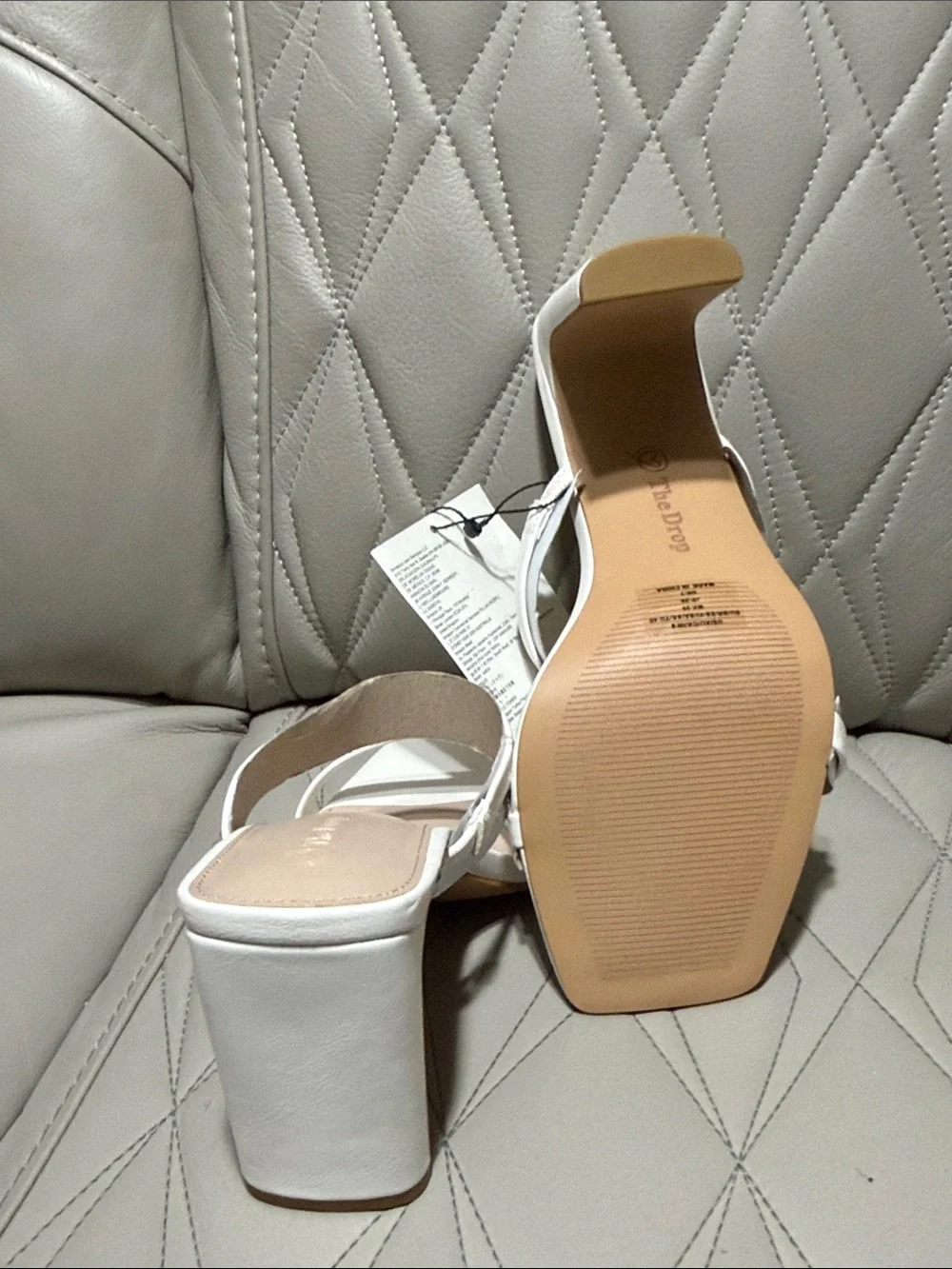 Avery White Strappy Block Heel Sandal by Unknown Brand